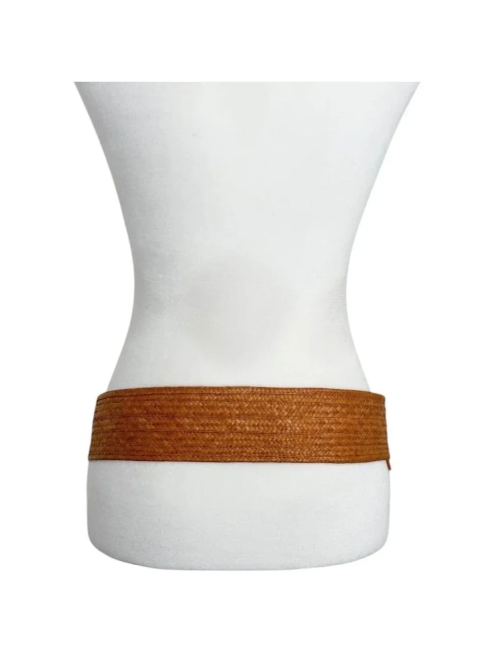 Vintage Woven‎ Straw Oversized Buckle Statement Belt Boho Tropical Resort (S)